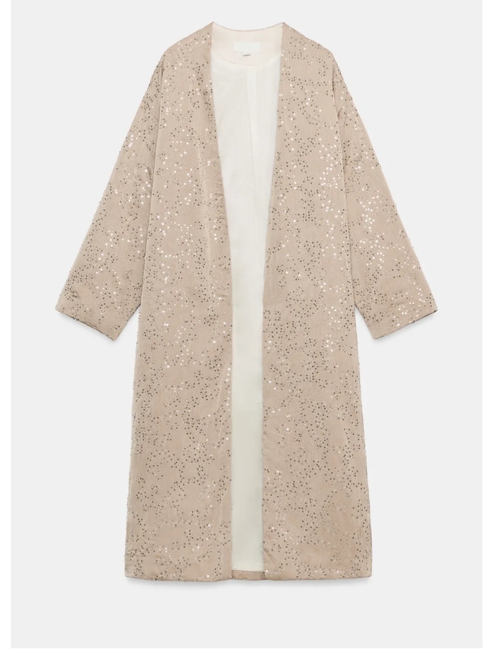SOLD OUT! Gorgeous Zara Sequins Kimono Jacket Robe M/L Taupe
